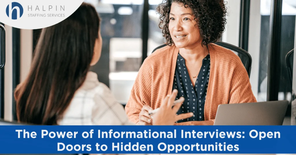 Professional conducting informational interview to access hidden job market